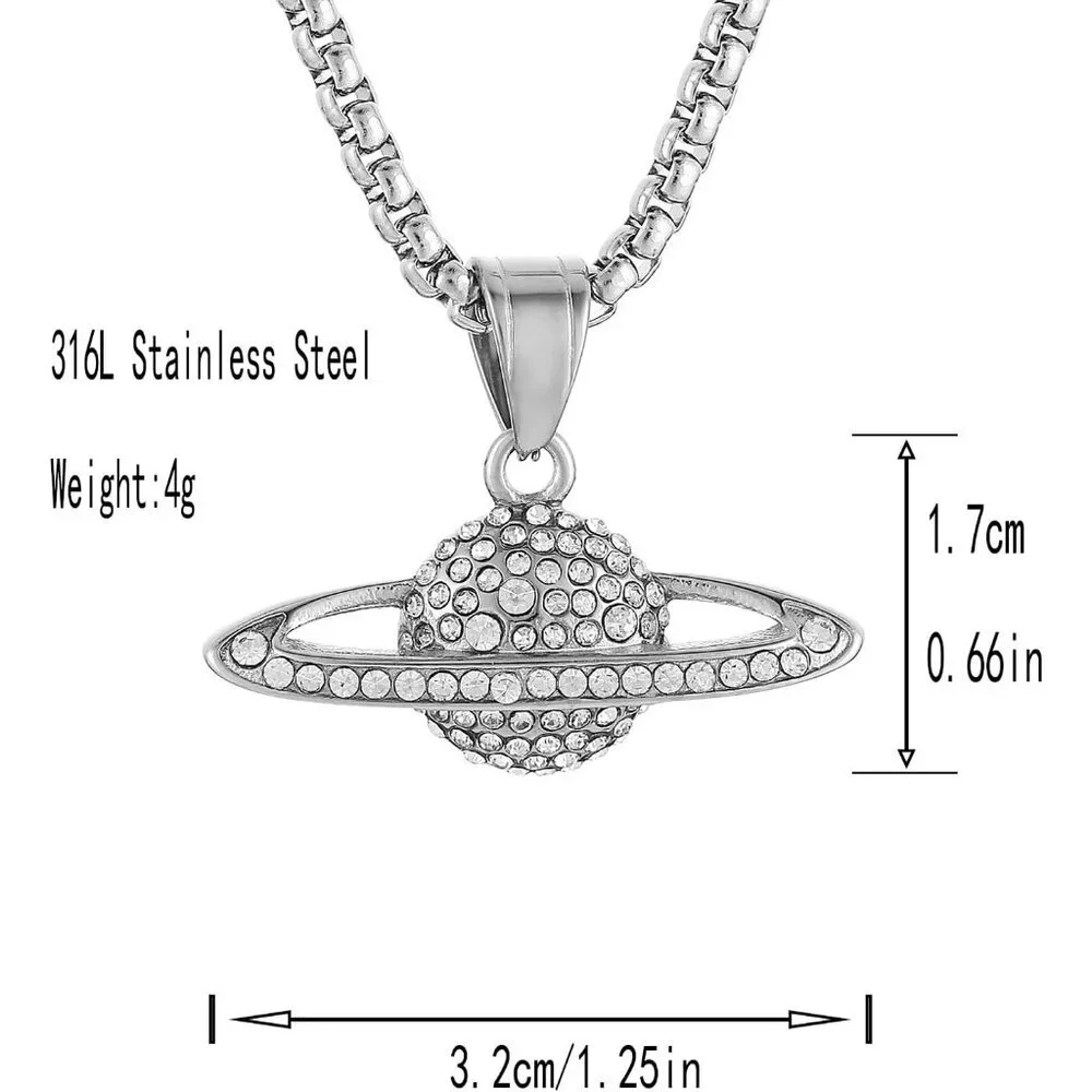 Stunning Saturn Necklace - Cubic Zirconia Planet Pendant for Modern Fashionistas